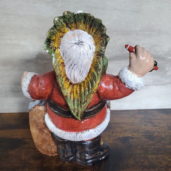 Santa Claus Ceramic Oklahoma State Christmas 9x8 Headress Covered Wagon Buffalo - Picture 5 of 11